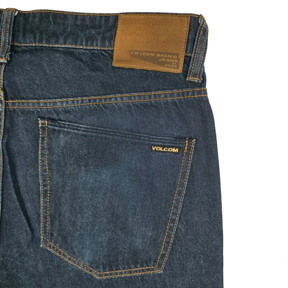 Volcom Solver Modern Straight Leg Jeans Mens 32 Dark Indigo Blue Denim Skate
